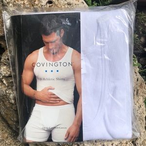NWT Covington Large White 3-pack Cotton Athletic Shirts